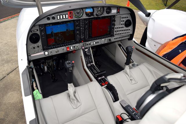 Diamond Twin Star (VH-VMX) - Diamond DA42NG (Diesel) Twin Star VH-VMX cockpit view - sales display by distributors Hawker Pacific at Sunshine Coast Aero Club Nov 3, 2014