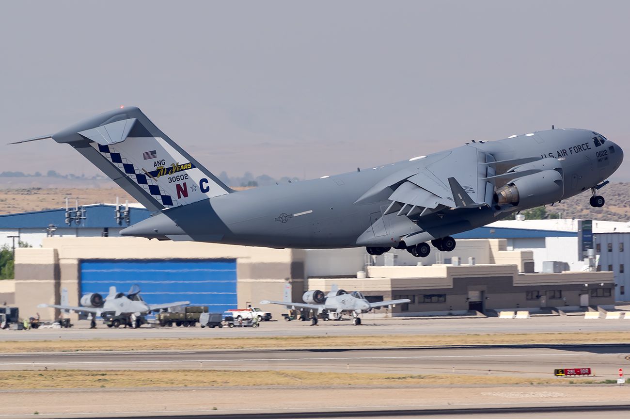 Boeing Globemaster III (93-0602) - 70 Years of North Carolina Air Guard departing BOI. Full quality photo here --> a rel=nofollow href=http://www.airliners.net/photo/USA-Air-Force/Boeing-C-17A-Globemaster-III/5116221http://www.airliners.net/photo/USA-Air-Force/Boeing-C-17A-Globemaster-III/5116221/a