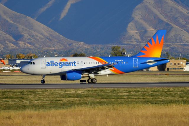 Airbus A319 (N332NV) - AAY132 exiting at A1 after arriving on 31 from KIWA/IWA.