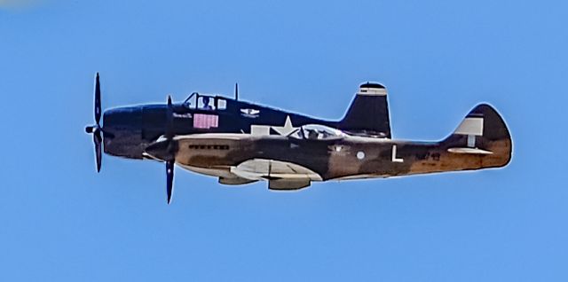 SUPERMARINE Spitfire (NX749DP) - NX749DP VICKERS/SUPERMARINE SPITFIRE MARK XIV S/N NH749 - NX1078Z Commemorative Air Force Grumman F6F-5 Hellcat Minsi lll c/n 27354801-66 Serial A-5634br /br /br /br /MFR Year 1983 (Spitfire)br /br /Aviation Nationbr /Nellis Air Force Base KLSVbr /br /br /Photo: TDelCorobr /April 5, 2025
