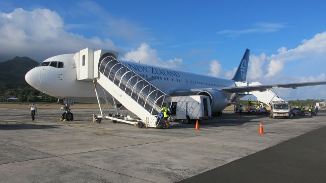 BOEING 767-300 (ZK-NCJ) - ANZ19 shortly after arriving from from LAX at 0700 in Rarotonga, Cook Islands.