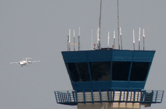 Piaggio P.180 Avanti (N109SL) - The folks aboard this Avanti (N109SL) get a birds-eye view of the Blue Grass Airport (KLEX) Tower....