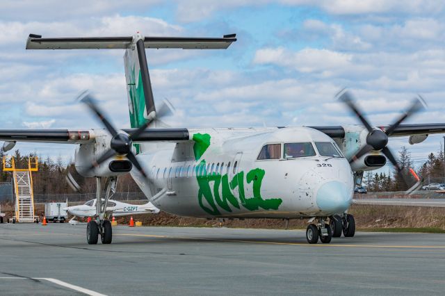 de Havilland Dash 8-300 (C-FSOU) - Green jazz departing YHZ for YYT