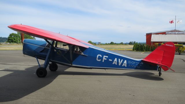 C-FAVA — - This is a De Havilland DH.80A Pussy Moth I found while stopping by the landing strip in the town of Courtenay on Vancouver Island, Canada  on 01 August 2014. A remarkable vintage aircraft but a type with a troubled history of structural problems that abated over time but were never really cleared up. Seeing this now rarely found aircraft from the early 1930s was very special.