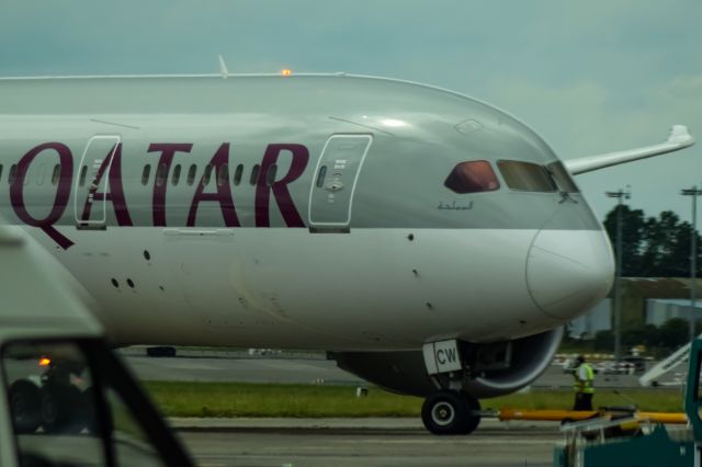 Boeing 787-8 (A7-BCW) - Dreamliner pushing back from the gate for its departure back to Doha