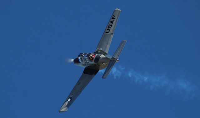 Beechcraft Mentor (N4WL) - KO85 - T-34 "Mentor" on the Fly-by and peel off with a Fathers Day Airshow & Fly-In passenger June 18th, 2017. click full.