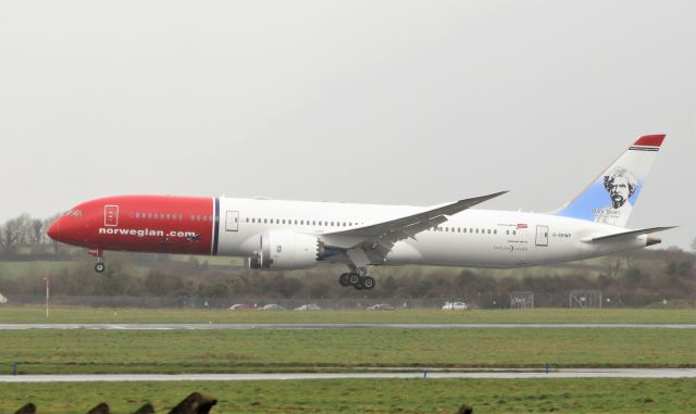 Boeing 787-9 Dreamliner (G-CKWP) - norwegian air uk b787-9 g-ckwp landing at shannon from stavanger for parking 12/3/21.