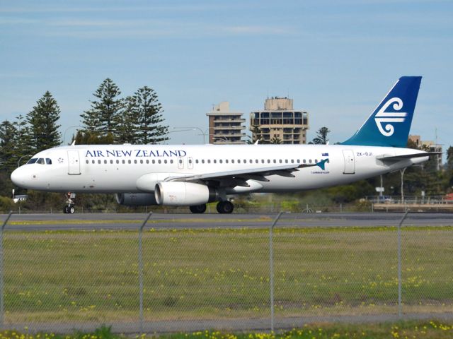 Airbus A320 (ZK-OJI) - Rolling for take off on runway 05, for flight home to Auckland, New Zealand. Thursday 12th July 2012.