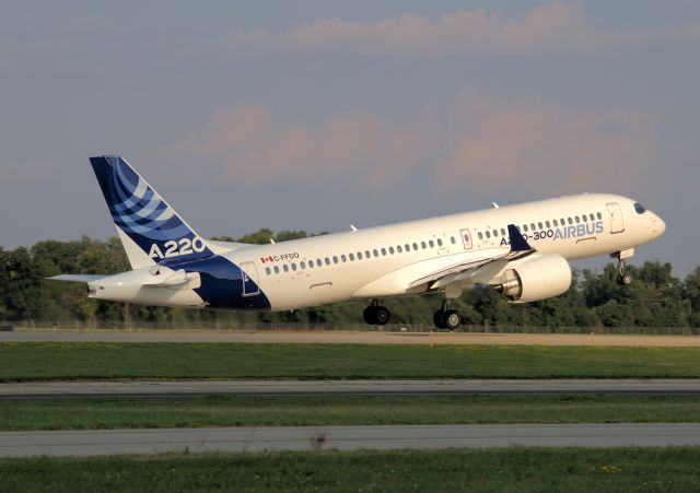 Airbus A220-300 (C-FFDO) - The latest addition to the Airbus family, the A220-300, departs EAA AirVenture 2018 after a short visit on Monday 23-July-2018