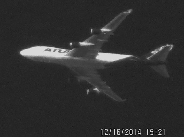 Boeing 747-400 (N477MC) - Atlas Air flight 2862 from SDF to PHX over Baxter Springs Kansas (78) at 38,000 feet.