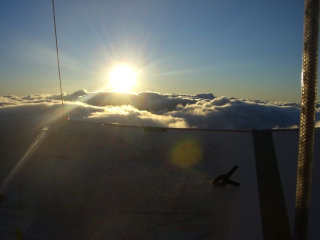 — — - In the clouds