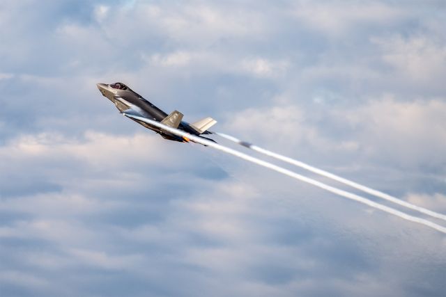 Lockheed F-35C (17-5238) - The first Lockheed Martin test flight of the day, F-35A AF-180, departs NAS Fort Worth JRB in spectacular fashion, climbing unrestricted and in full afterburner at 9:05 AM.