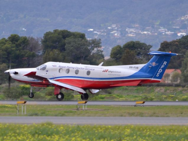 Pilatus PC-12 (VH-FVB) - About to put down on runway 05. Thursday 12th July 2012.