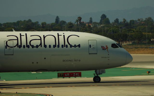 Boeing 787-9 Dreamliner (G-VNEW) - 6/28/18  holding short of Rwy 24L