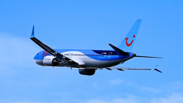 Boeing 737 MAX 8 (G-TUMN) - TOM92P on rotation from Rwy 34L beginning its delivery flight to LGW on 4.27.22. (B737-MAX 8 / ln 8216 / cn 44655).