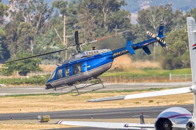 Bell 407 (N447GH) - Bell 407 departs Livermore Municipal Airport (CA). July 2021.