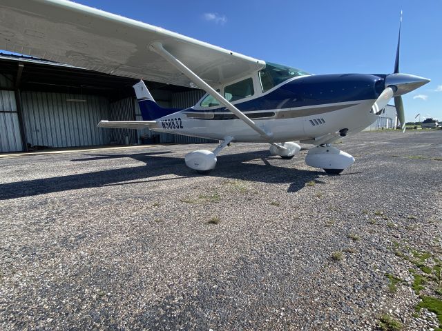 Cessna Skylane (N58832) - 58832 super looking 182 in front of its hangar at ADH Scott MacDonald Aircraft Sales