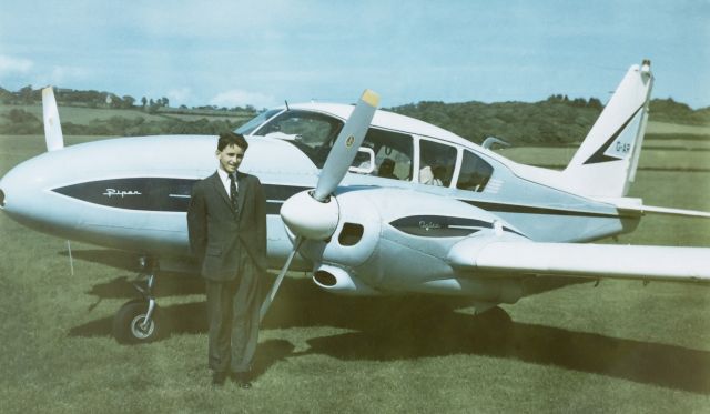 Piper Apache (G-ARXF) - April 7, 1965 at Panhanger Aerodrome UK. The pilot had just flown his first solo on his 17th birthday in Aztec G-ARXF. Family archive.