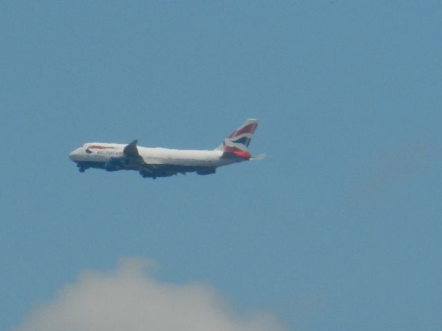 Boeing 747-400 (G-BYGA) - The Queen Of The Skies Takes Down Her Gear On Approach To Dulles By My House