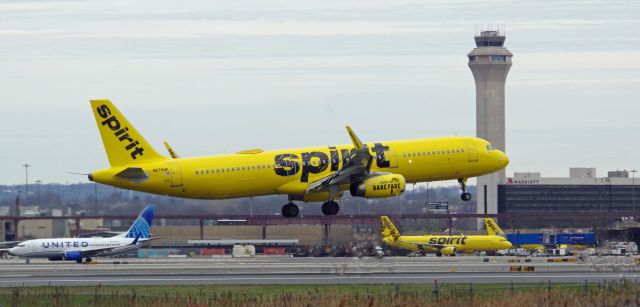 Airbus A321 (N676NK) - NEWARK INTERNATIONAL AIRPORT-NEWARK, NEW JERSEY, USA-APRIL 07, 2023: Seen by RF shortly before landing was Spirit Airlines flight 59 from Orlando, FL.