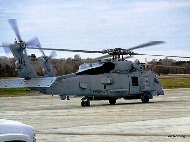 — — - US Navy Squadron HSM-46 Helicopters running-up Engines prior to departing from North Myrtle Beach Grand Strand Airport (KCRE) on 3/6/2015.