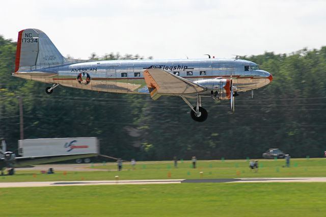 Douglas DC-3 (NC17334) - DC-3 Landing Runway 36 EAA Oshkosh 2010