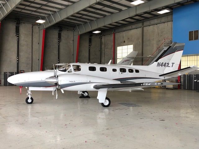 Cessna Conquest 2 (N441LT) - Resting in the hangar