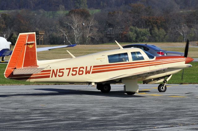 Mooney M-20 Turbo (N5756W) - Seen at KFDK on 11/7/2009.  This was a gathering & transfer point for pilots rescuing animals from South Carolina to various points in the northeast.  Most of these animals were within days of being euthanized at a kill-shelter. Its a wonderful organization that saves the lives of countless dogs & cats.  http://www.animalrescueflights.org/    a href=http://discussions.flightaware.com/profile.php?mode=viewprofile&u=269247  [ concord977 profile ]/a