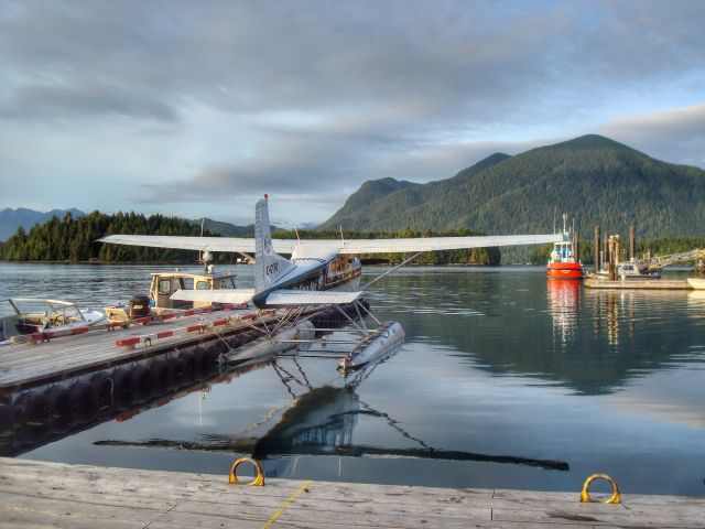 Cessna Skywagon 180 (C-GYFO) - Tofino Airs Skywagon is seen docked in Clayoquot Sound at their terminal in Tofino, British Columbia Canada on Vancouver Island.