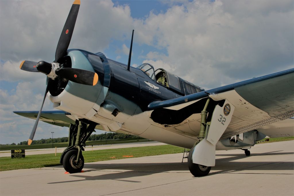 Experimental 100kts-200kts (N92879) - The only flyable Curtis Helldiver in the world at Appleton for EAA Week.