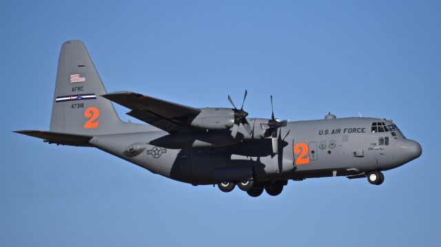 Lockheed C-130 Hercules (94-7318) - USAF Lockheed C-130H "Hercules," assigned to the 302nd Airlift Wing, on final for RWY 17L at Colorado Springs Airport. This Hercules is with the subordinate 731st Airlift Squadron (US Air Force Reserve) and capable of both tactical airlift missions as well as aerial fire fighting operations.