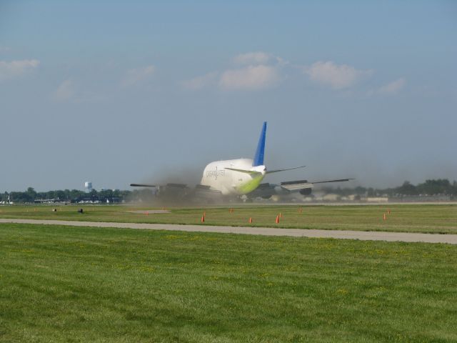 Boeing Dreamlifter (N249BA) - Dream Lifter stopping, Oshkosh 2008.