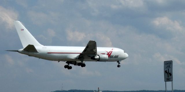 BOEING 767-200 (N774AX) - On final is this 1983 ABX Air Boeing 767-281 in the Summer of 2021.