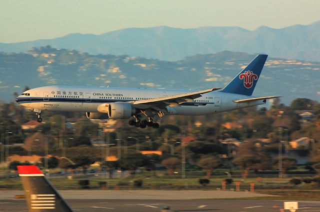 Boeing 777-200 (B-2055) - I took this shot while at the LAX Encounter restaurant.