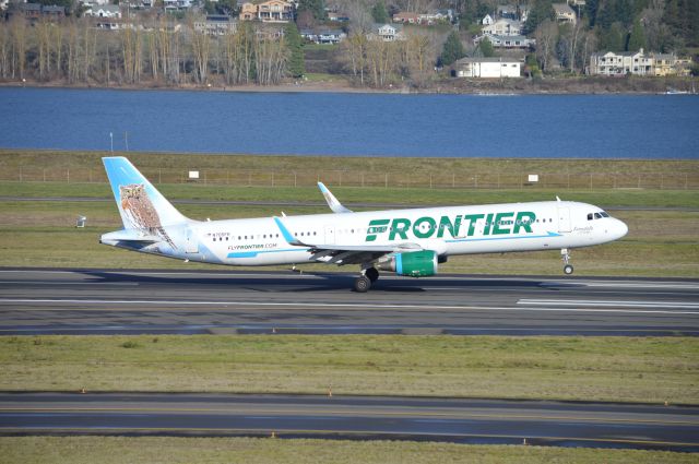 Airbus A321 (N705FR) - "Ferndale the Pygmy Owl" arriving on 10L as FFT2171 from Las Vegas (KLAS/LAS).