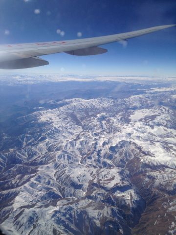 BOEING 777-300ER (VT-ALQ) - VT-ALQ, Manipur, flying over the western edge of the Himalayas (near Kabul) enroute to VIDP from KORD.