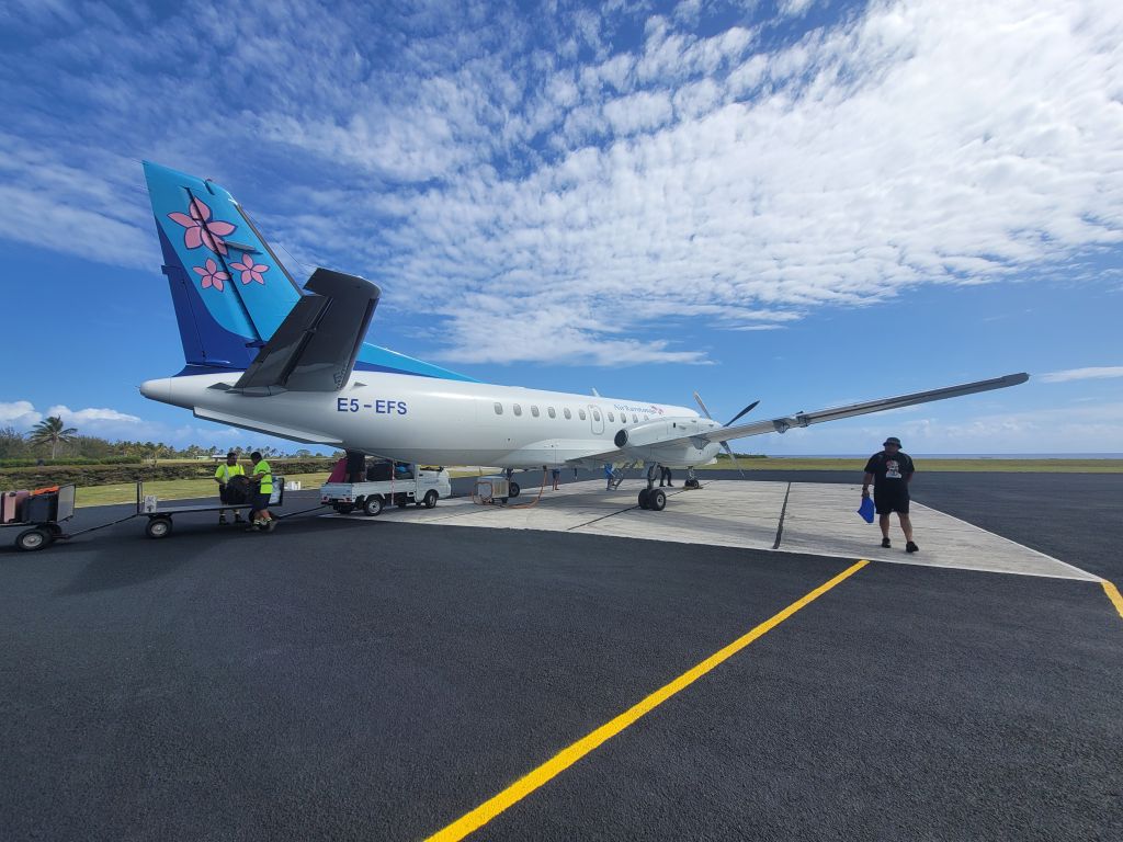 Saab 340 (E5-EFS) - GZ1612 after landing and disgorging it's contents at Aitutaki