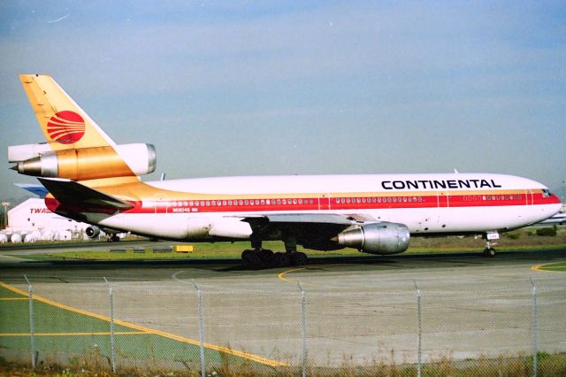 McDonnell Douglas DC-10 (N68046) - KSFO - Continental DC-10 holding in position on Runway 1R for Newark,NJ. The Millbrae Ave Airpark(now closed) was a great photo parking lot or just sit back in your vehicle and watch......I bought a pick up truck and an 8ft ladder so I could clear the fence line but was far enough  back of course - I was never hassled by the Cops in over 15 years filming here....