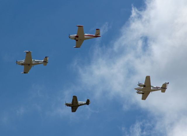 Beechcraft 35 Bonanza (N3251C) - The Beech Boys doing a fly over at the San Martin Airport.