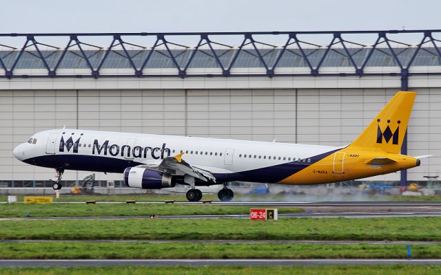 Airbus A321 (G-MARA) - monarch a321-231 g-mara landing at shannon for storage 11/10/17.