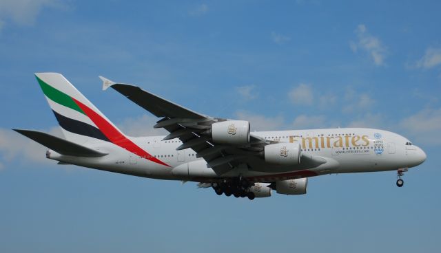 Airbus A380-800 (A6-EDW) - Taken from the threshold of 29L