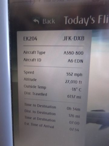 — — - Flight Status EK ( Emirates)204 -A 380 to Dubai