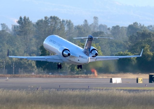 Canadair Regional Jet CRJ-200 (N955SW) - KRDD - United Express new service to Los Angeles new for Redding, shows N955SW departing about 645am June 20, 2019  - LAX service started the 1st week in June 2019.