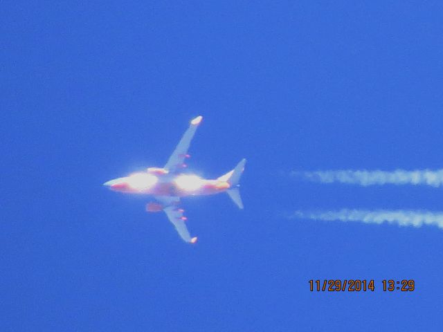 Boeing 737-700 (N282WN) - Southwest Airlines flight 4395 from ATL to DEN over Southeastern Kansas at 38,000 feet.