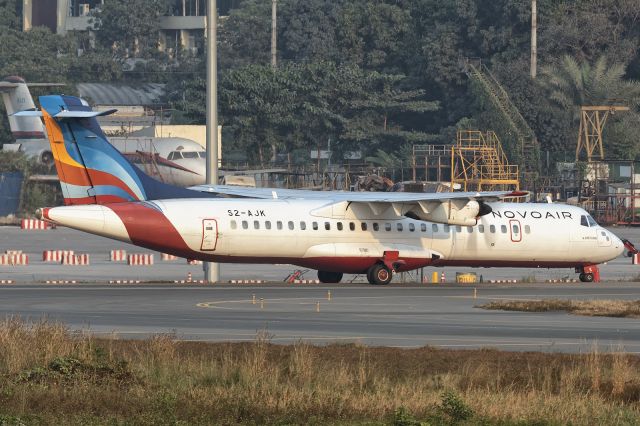 Aerospatiale ATR-72-500 (S2-AJK) - 27th December, 2024: Taxiing to the ramp at Dhaka's Zia International Airport. One of Biman's retired Fokker F-28 aircraft is seen in the background. 