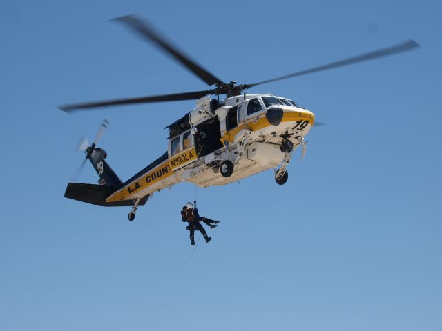 N190LA — - Hoist demo at LA County Fire Station 129