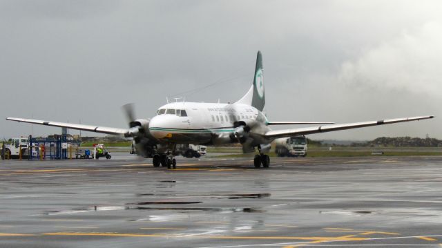 CONVAIR CV-580 (ZK-CIE) - Taxiing in.