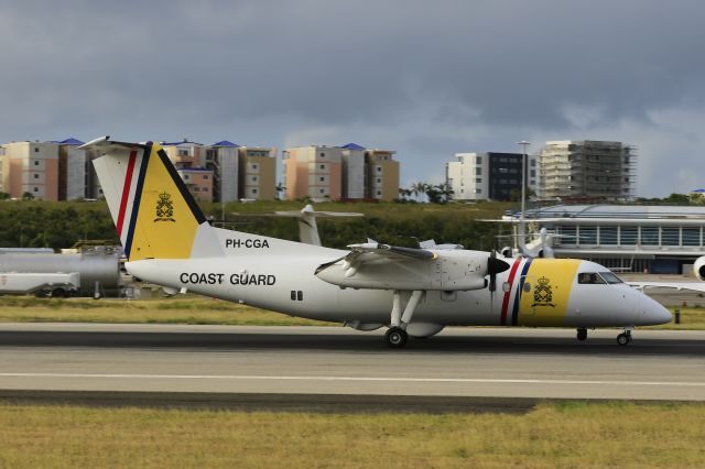 de Havilland Dash 8-100 (PH-CGA) - Coast Guard Dash PH-CGA landing at TNCM