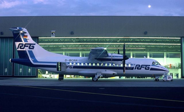 Aerospatiale ATR-42-300 (D-BCRR) - Delivery to RFG today (1991-09-18). A Welcome Party is going on.