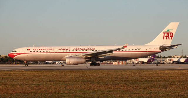 Airbus A330-300 (CS-TOV) - On the way to the runway on the runway on the evening of the 29th of October, 2018.